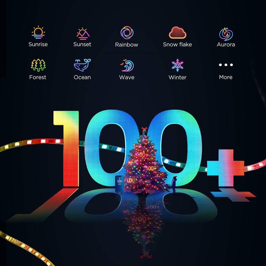 Christmas String Lights 2S, 65.6FT 200LEDs Christmas Lights for Holiday Decor, Smart Indoor Outdoor String Lights with 130+ Scene Modes