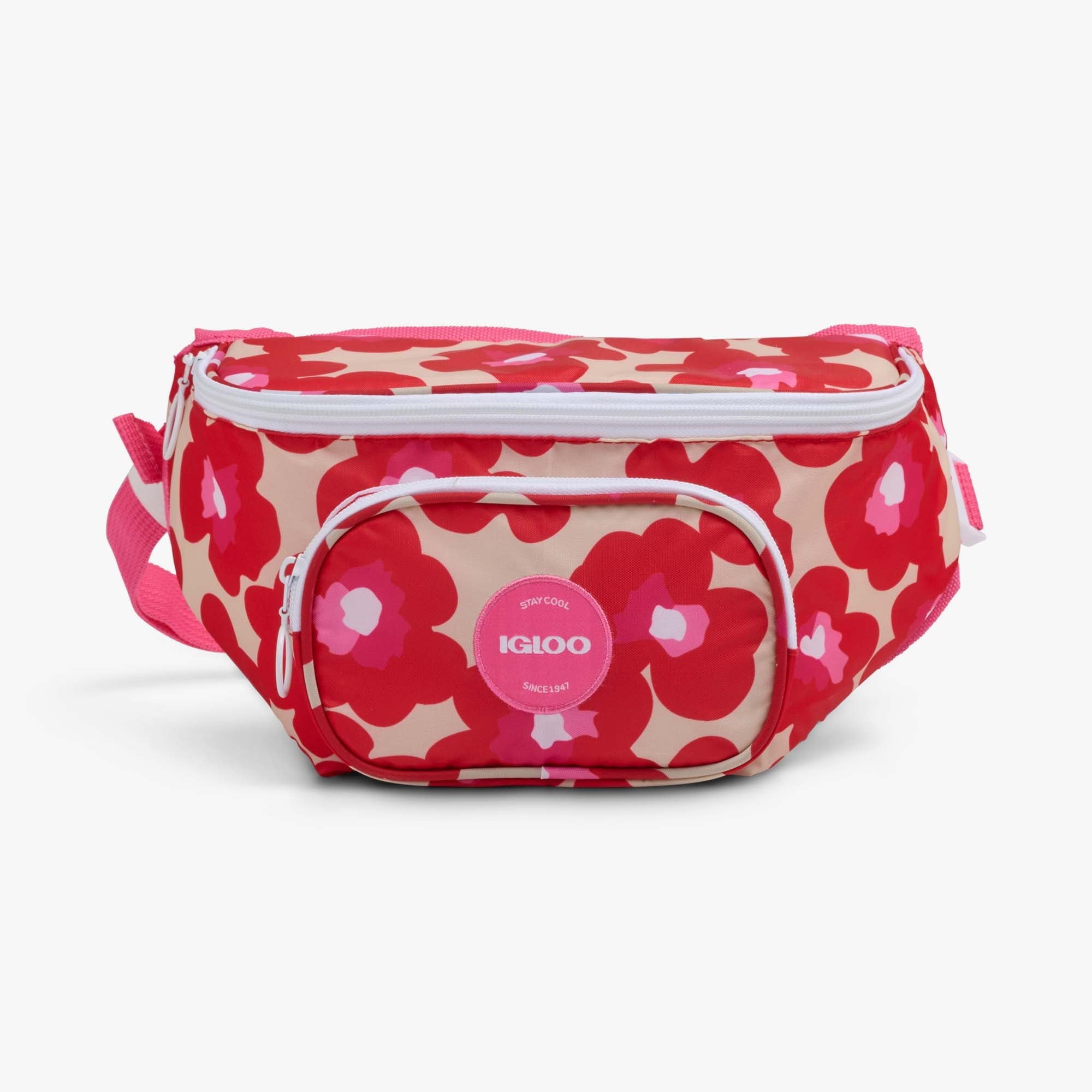 3 can Retro Fanny Pack Cooler Bag, Purple and Aqua Blue