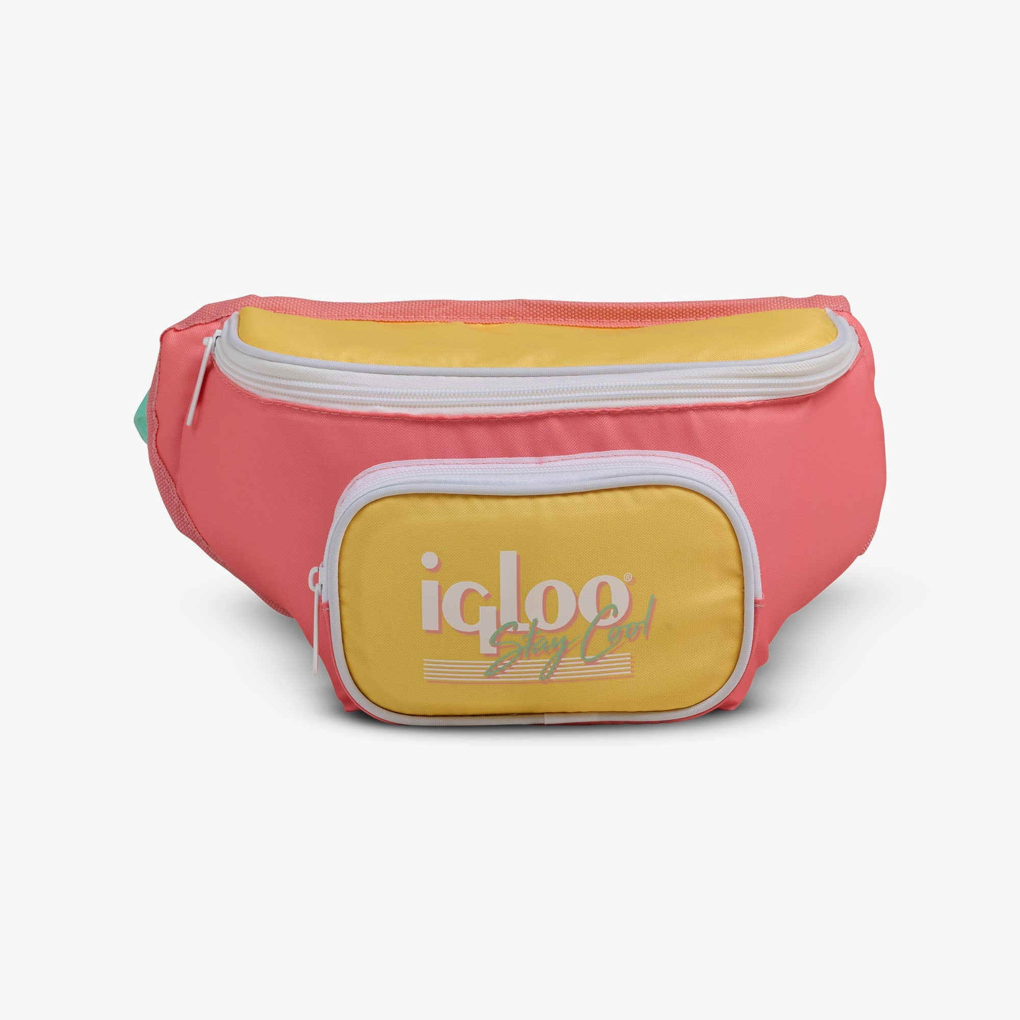 3 can Retro Fanny Pack Cooler Bag, Purple and Aqua Blue