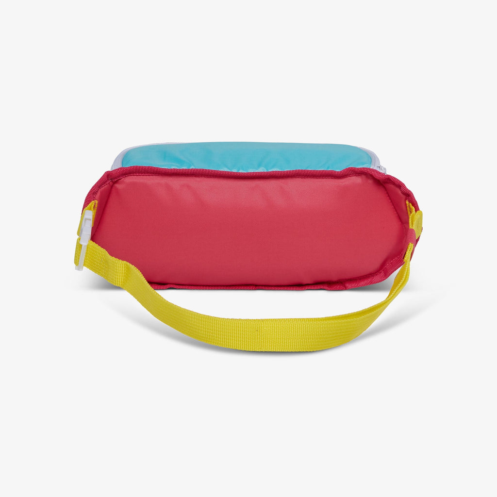 3 can Retro Fanny Pack Cooler Bag, Purple and Aqua Blue