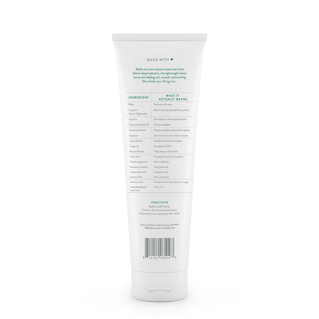 Natural Hand and Body Lotion, Eucalyptus &amp; Mint, Paraben Free, Silicone Free 12 oz