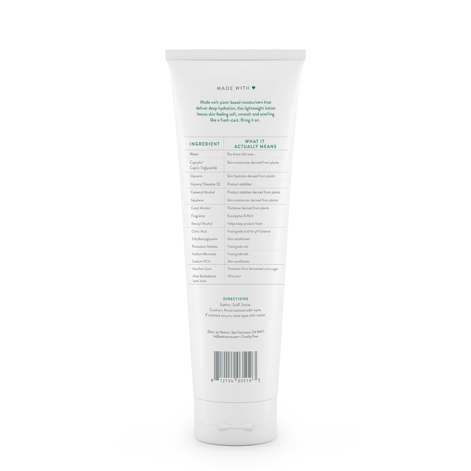 Natural Hand and Body Lotion, Eucalyptus &amp; Mint, Paraben Free, Silicone Free 12 oz
