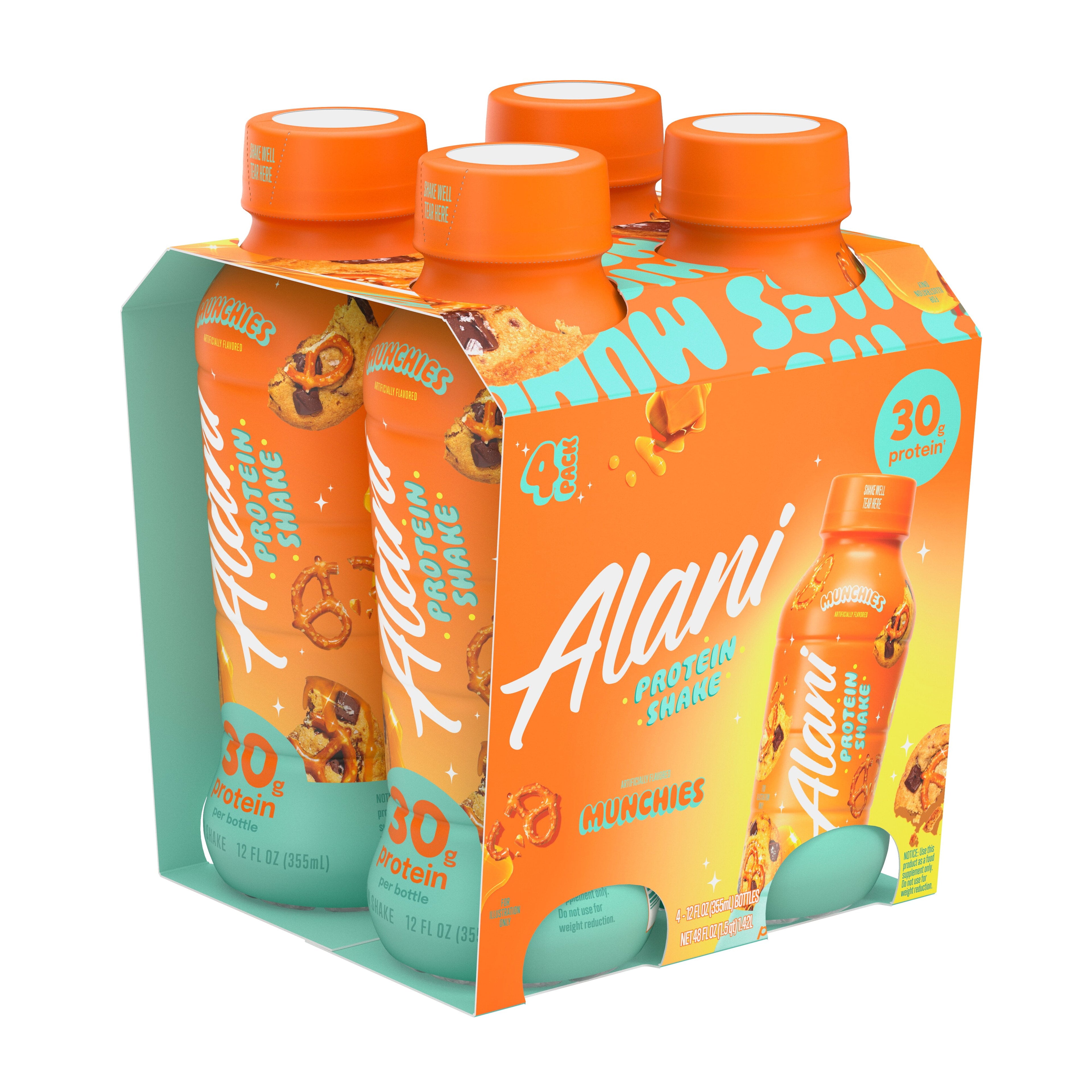 Protein Shake, Munchies, 12 fl oz, 4 Pack, Bottles, 30g Protein, Gluten Free