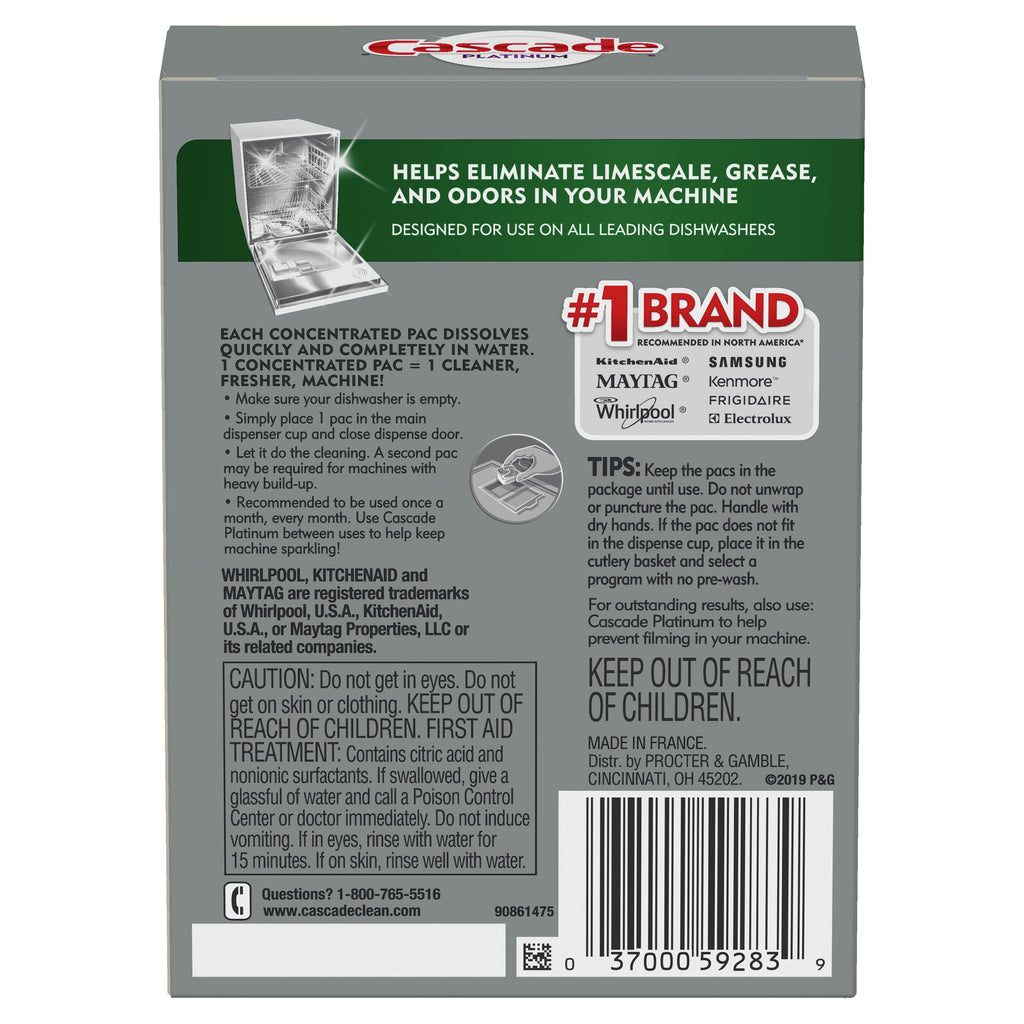 Platinum Dishwasher Cleaner Single Dose Pods, 3 Count