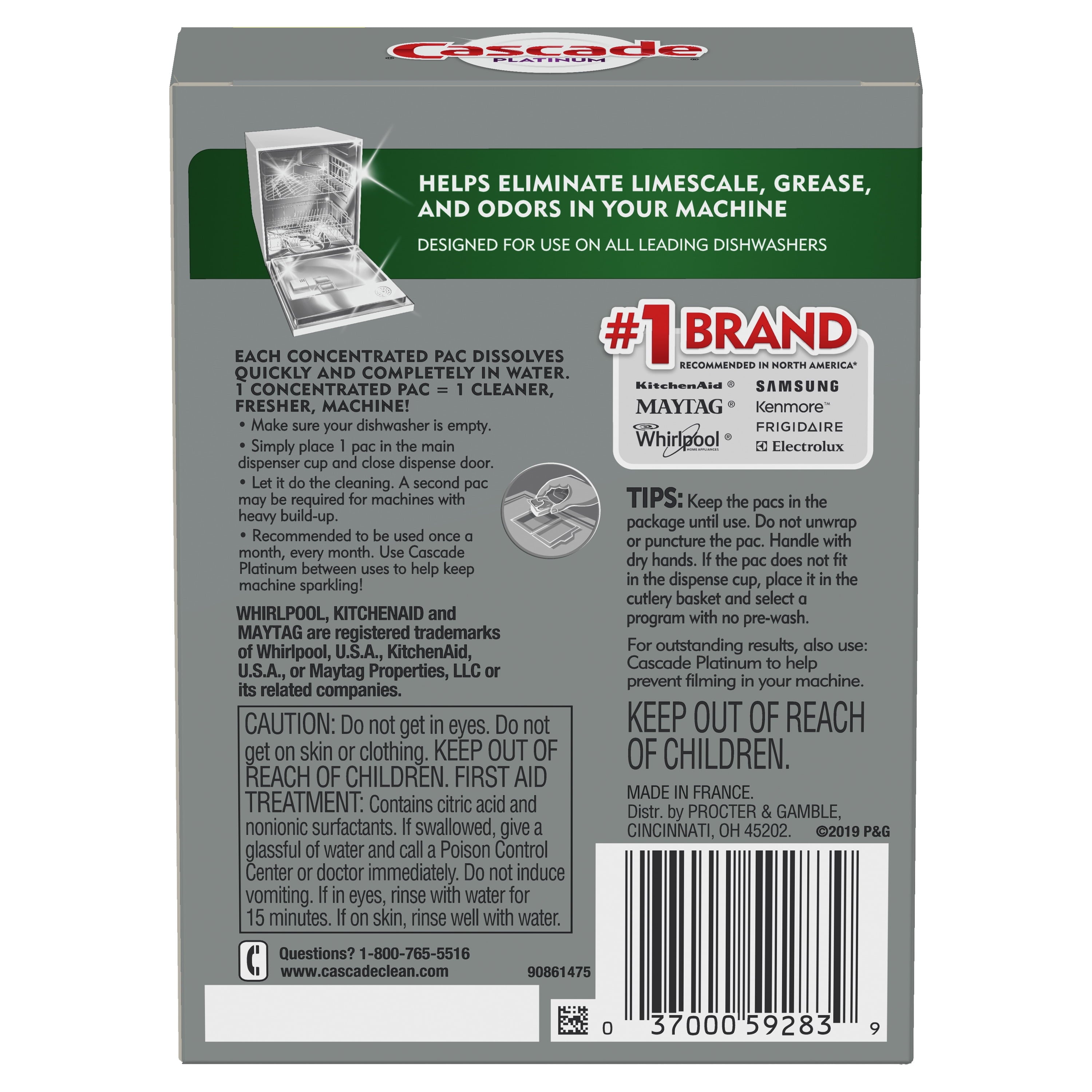 Platinum Dishwasher Cleaner Single Dose Pods, 3 Count