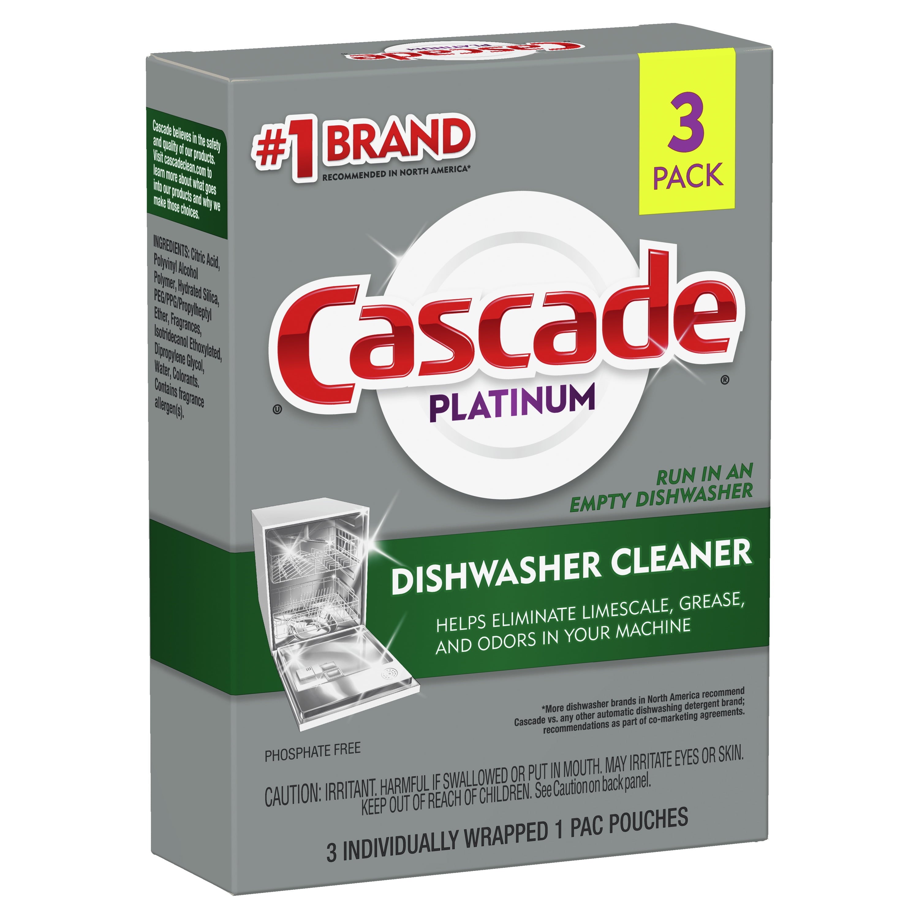 Platinum Dishwasher Cleaner Single Dose Pods, 3 Count