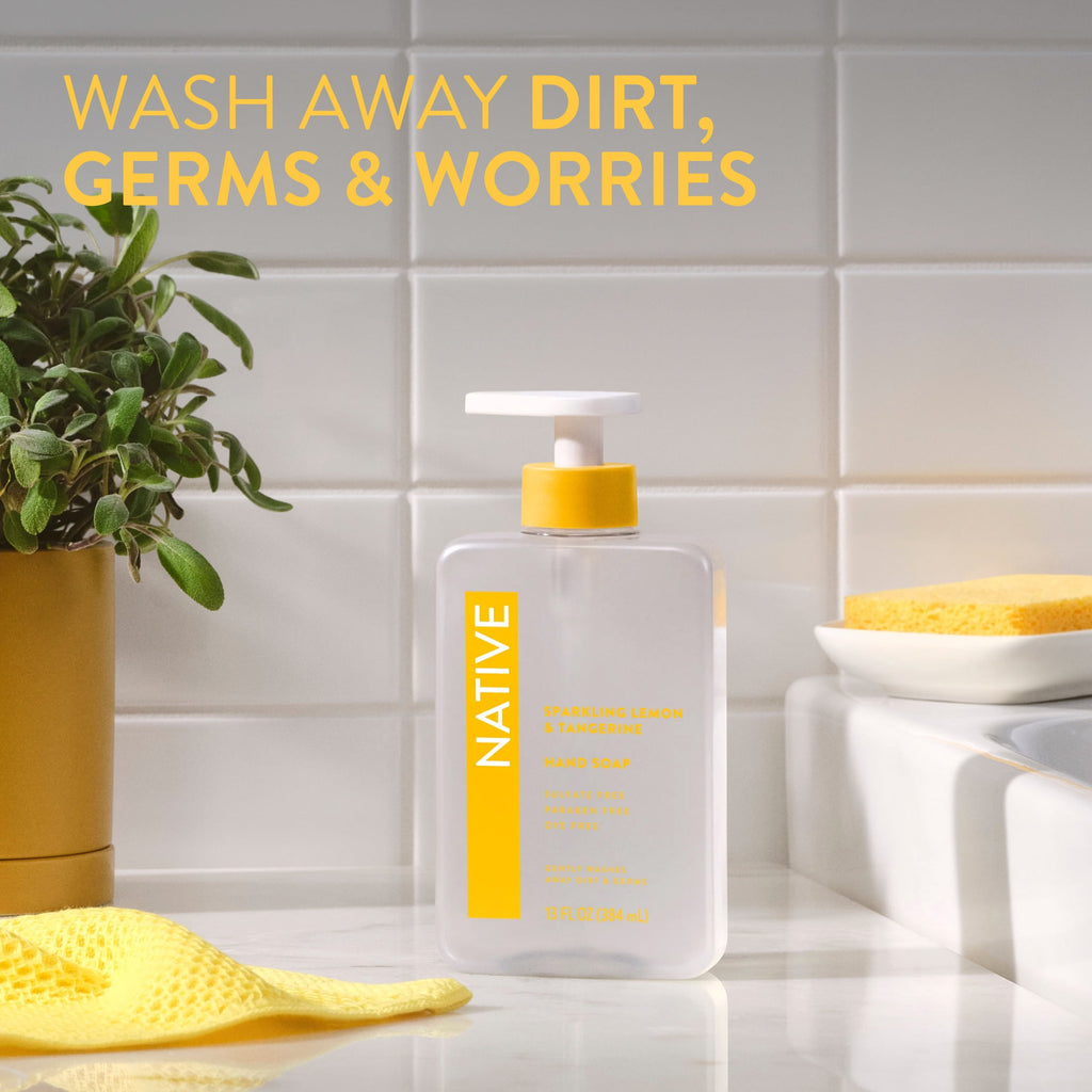 Liquid Hand Soap, Sparkling Lemon &amp; Tangerine, Non-drying, Naturally Derived Cleansers, Sulfate Free, 13 fl oz
