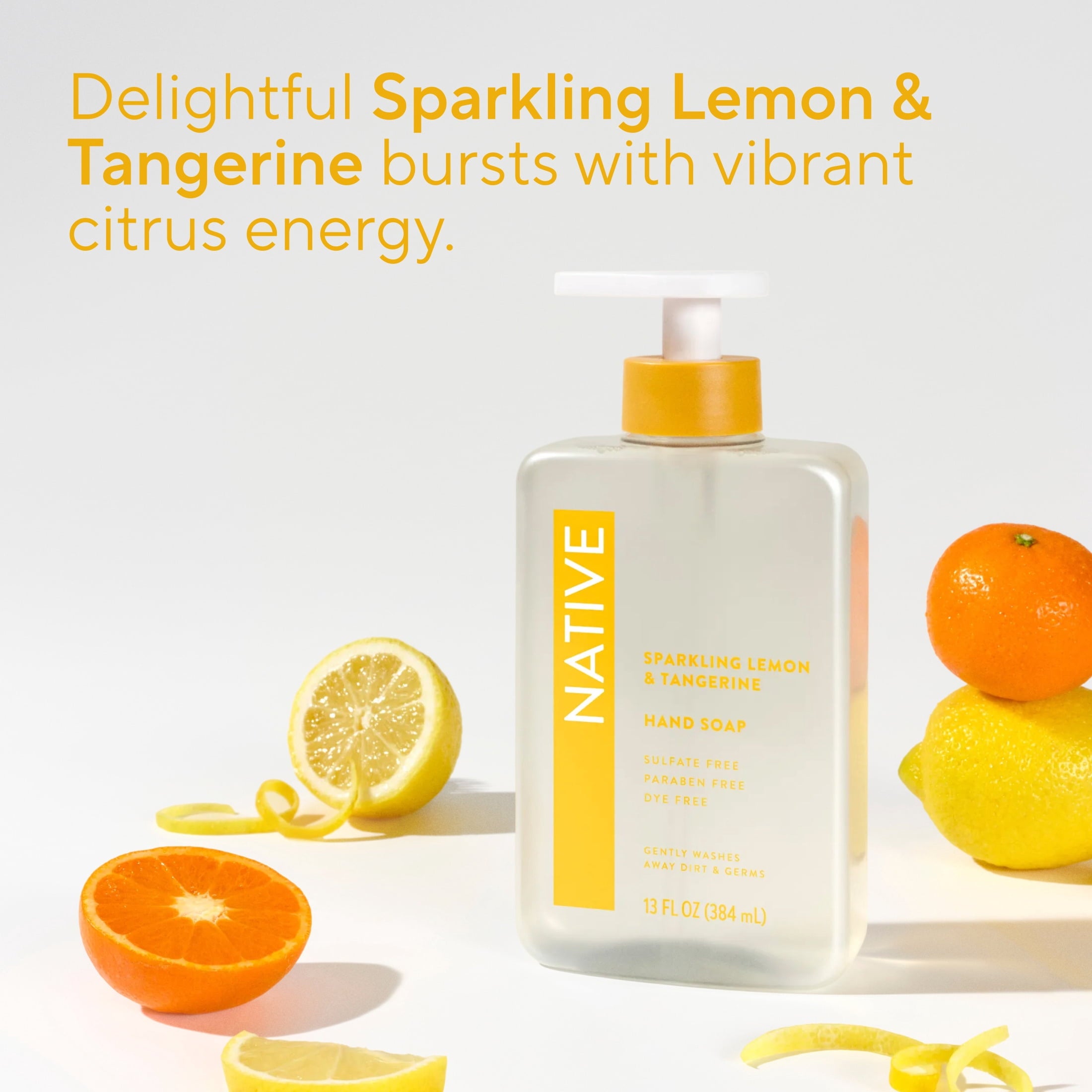 Liquid Hand Soap, Sparkling Lemon &amp; Tangerine, Non-drying, Naturally Derived Cleansers, Sulfate Free, 13 fl oz