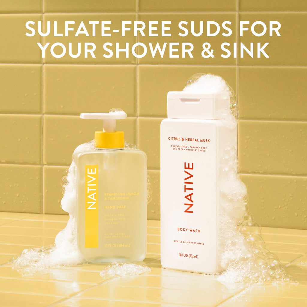 Liquid Hand Soap, Sparkling Lemon &amp; Tangerine, Non-drying, Naturally Derived Cleansers, Sulfate Free, 13 fl oz