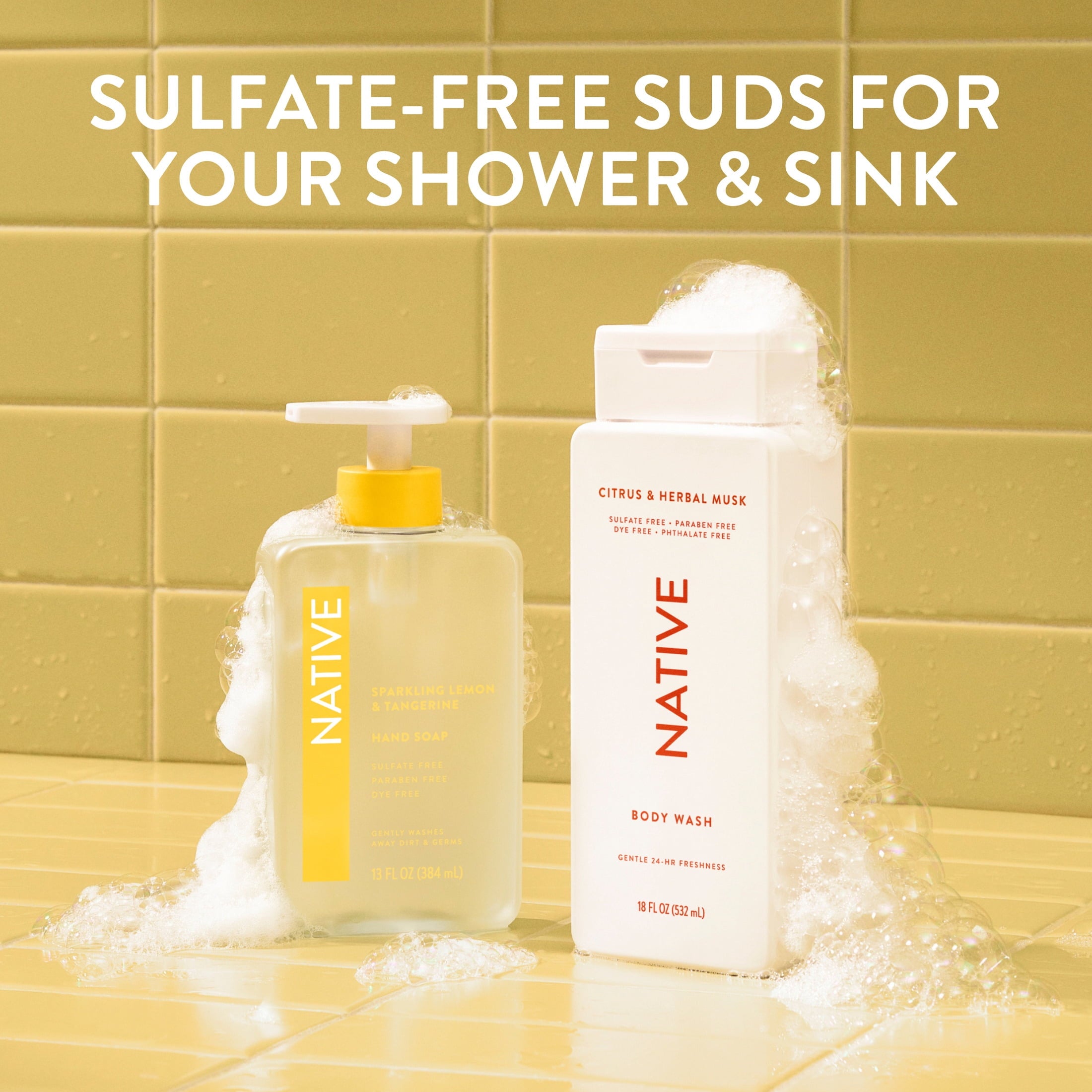 Liquid Hand Soap, Sparkling Lemon &amp; Tangerine, Non-drying, Naturally Derived Cleansers, Sulfate Free, 13 fl oz