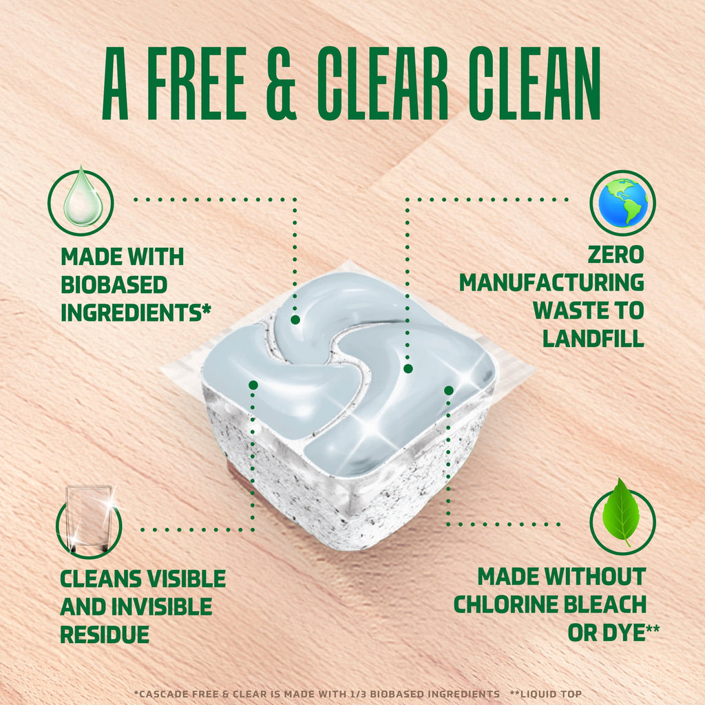 Free &amp; Clear Dishwasher Pods, Dish Detergent Soap, Unscented, 47 Count