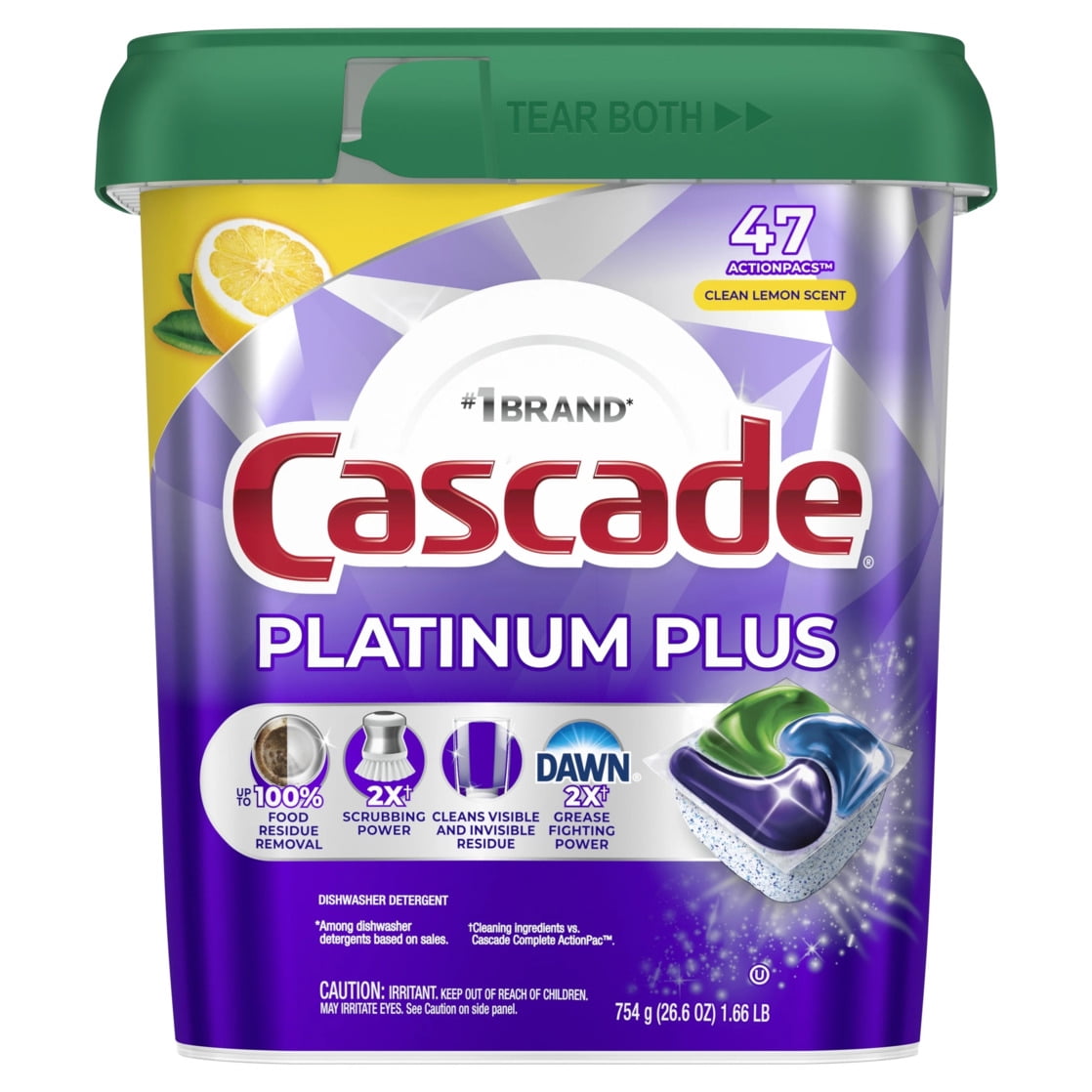 Platinum Plus Dishwasher Pods, Dishwasher Detergent Soap Tabs, Fresh, 47 Count