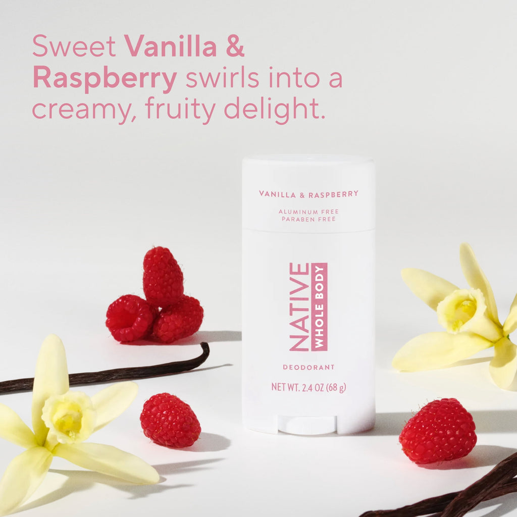 Aluminum Free Sensitive Whole-Body Deodorant Stick, Vanilla &amp; Raspberry Scent 2.4 oz