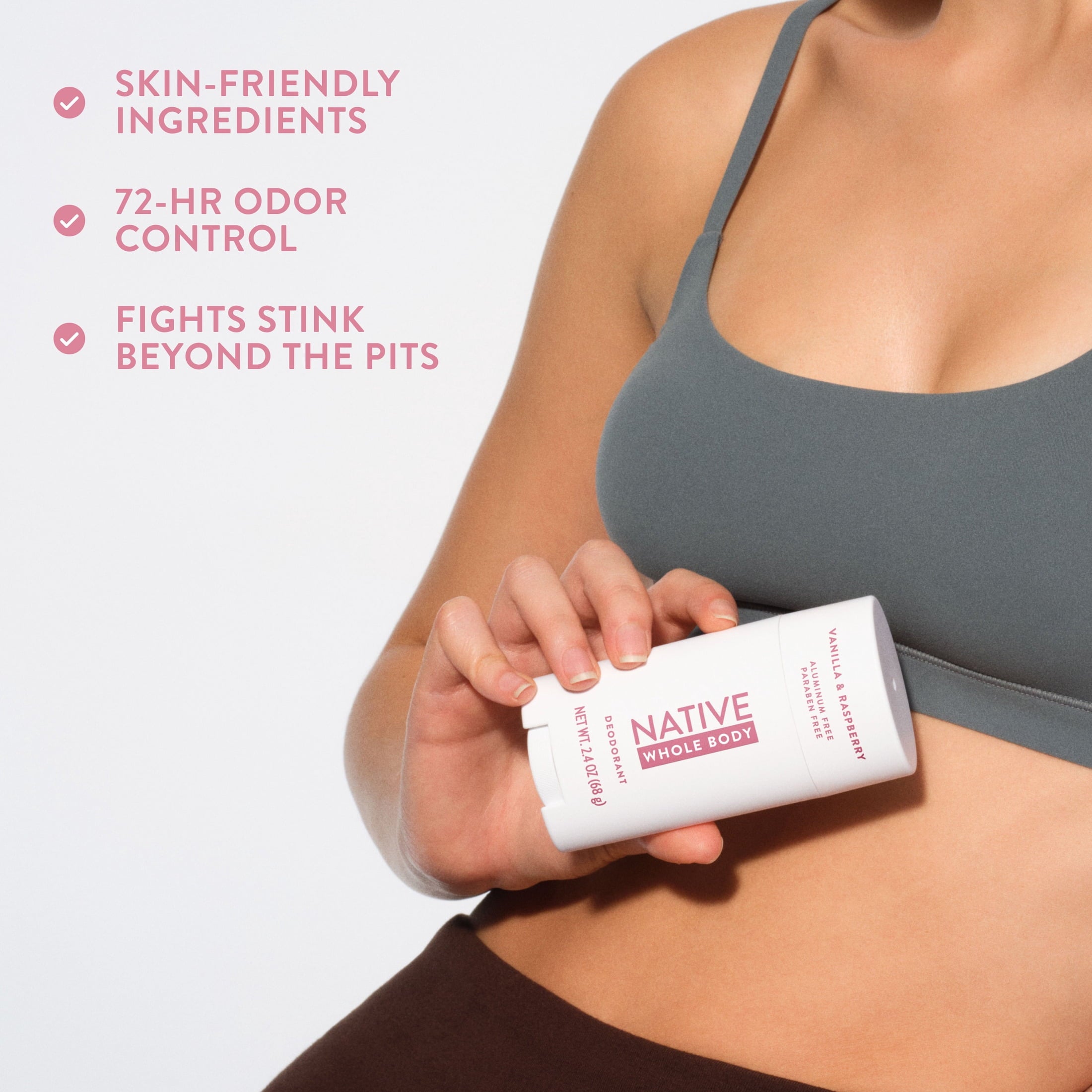 Aluminum Free Sensitive Whole-Body Deodorant Stick, Vanilla &amp; Raspberry Scent 2.4 oz