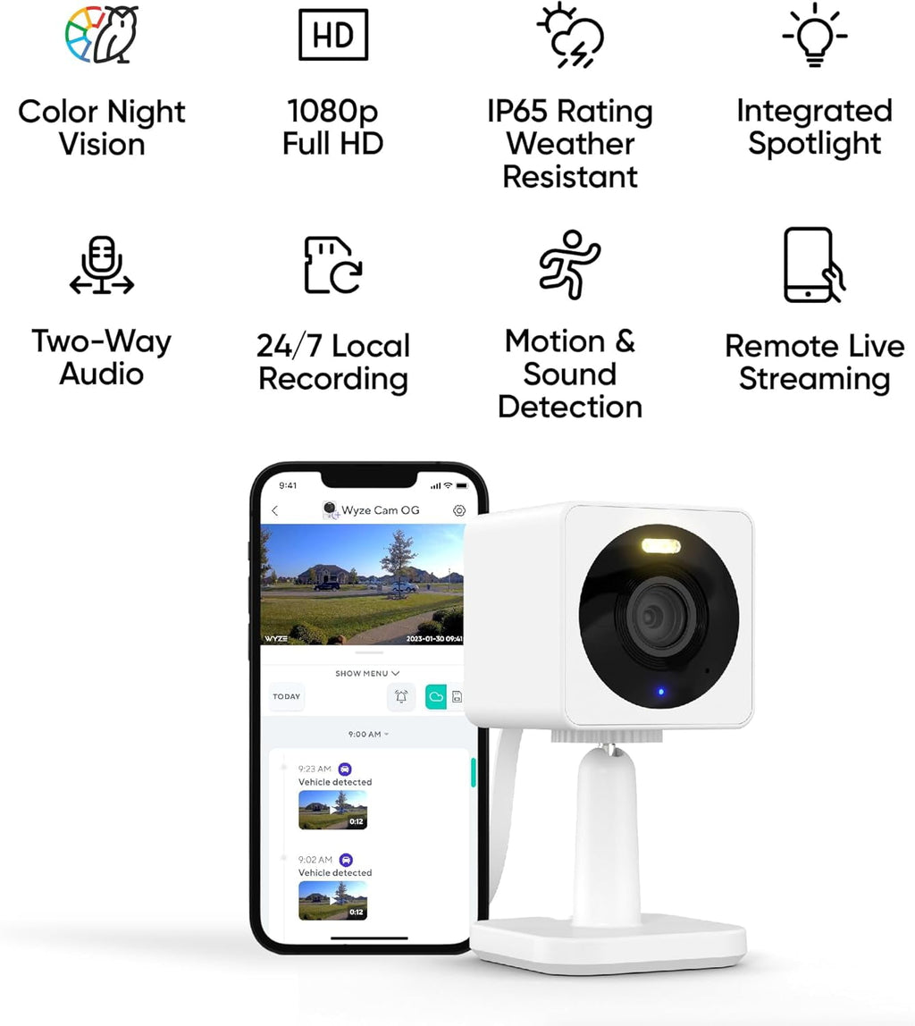 Cam OG 1080p Indoor and Outdoor Smart Security Camera with Color Night Vision and Spotlight