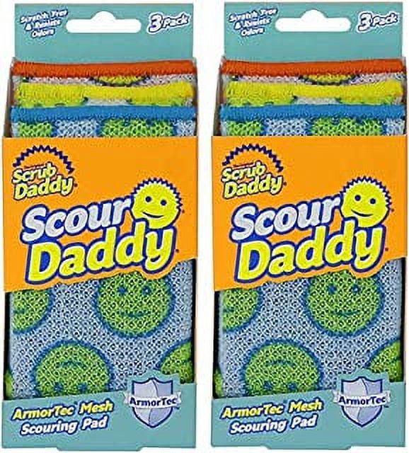 Scour Pads - Scour Daddy - Multi-Surface Scouring Pad, FlexTexture Sponge, Soft in Warm Water, Firm in Cold,  Odor Resistant, Easy to Clean 3ct (Pack of 2)