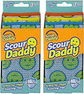 Scour Pads - Scour Daddy - Multi-Surface Scouring Pad, FlexTexture Sponge, Soft in Warm Water, Firm in Cold,  Odor Resistant, Easy to Clean 3ct (Pack of 2)