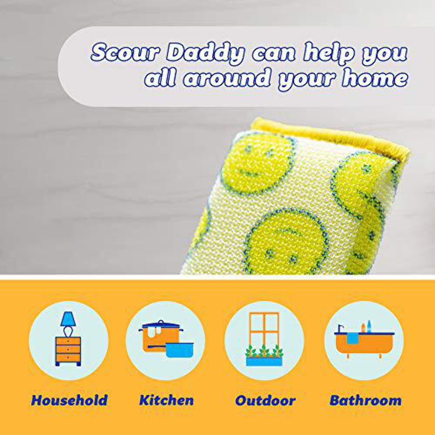 Scour Pads - Scour Daddy - Multi-Surface Scouring Pad, FlexTexture Sponge, Soft in Warm Water, Firm in Cold,  Odor Resistant, Easy to Clean 3ct (Pack of 2)