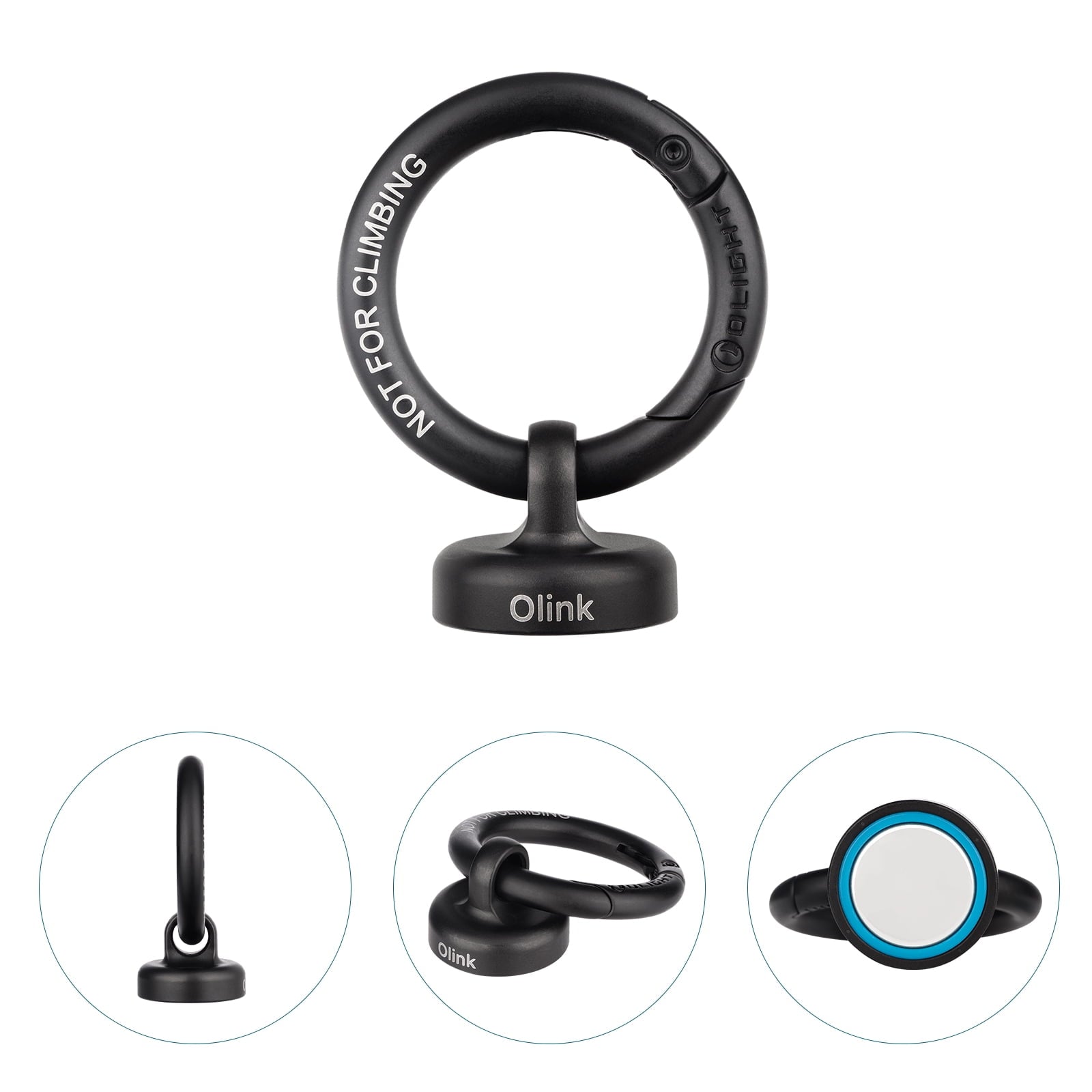 OLINK Portable Magnetic Hook Compatible with Flashlights, Obulb Series, Stainless-Made Carabiner-Style Ring (Black)