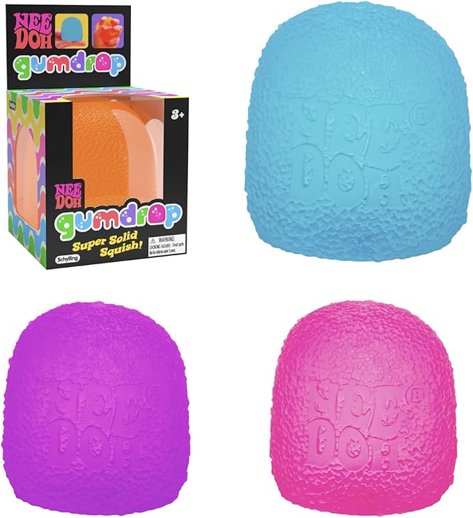Schylling NeeDoh Gumdrop - Textured Sensory Toy with Super Solid Squish - 2.5″ Tall - Colors May Vary (Pack of 1)