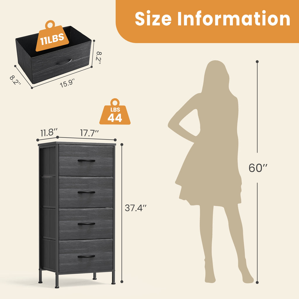 9 Drawers Fabric Dresser for Bedroom, Drawer Organizer Storage Cabinet for Closet, Clothes, TV Stand, Light Gary
