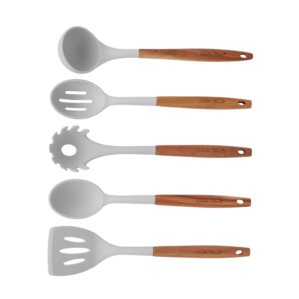 10-Piece Silicone and Acacia Wood Handle Cooking Utensils Set, Blue