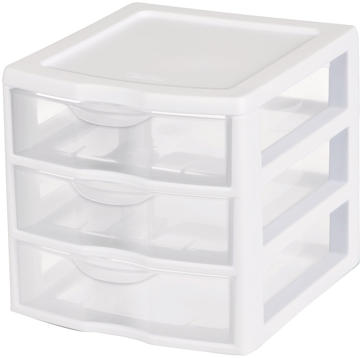 , 3 Drawer Clear Storage Bin, Desktop Drawer Storage Container, White