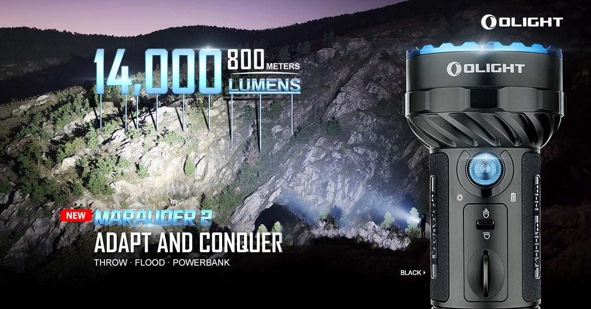 Marauder Mini 7000 Lumen Rechargeable Flashlight with Spot, Flood and RGB lights with Lumentac Organizer