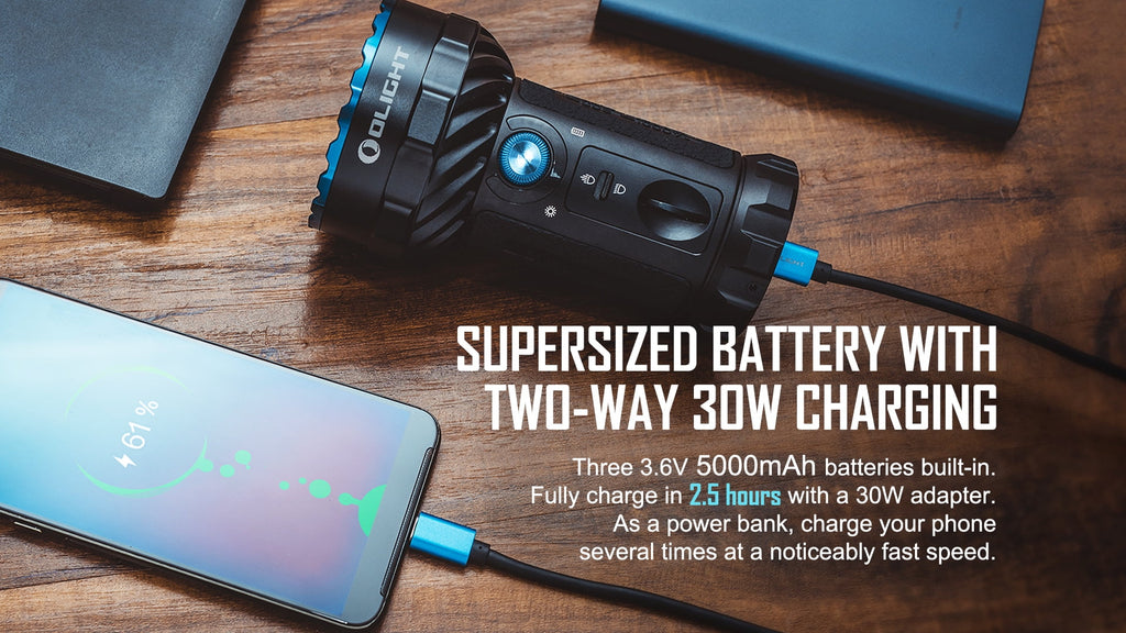 Marauder Mini 7000 Lumen Rechargeable Flashlight with Spot, Flood and RGB lights with Lumentac Organizer