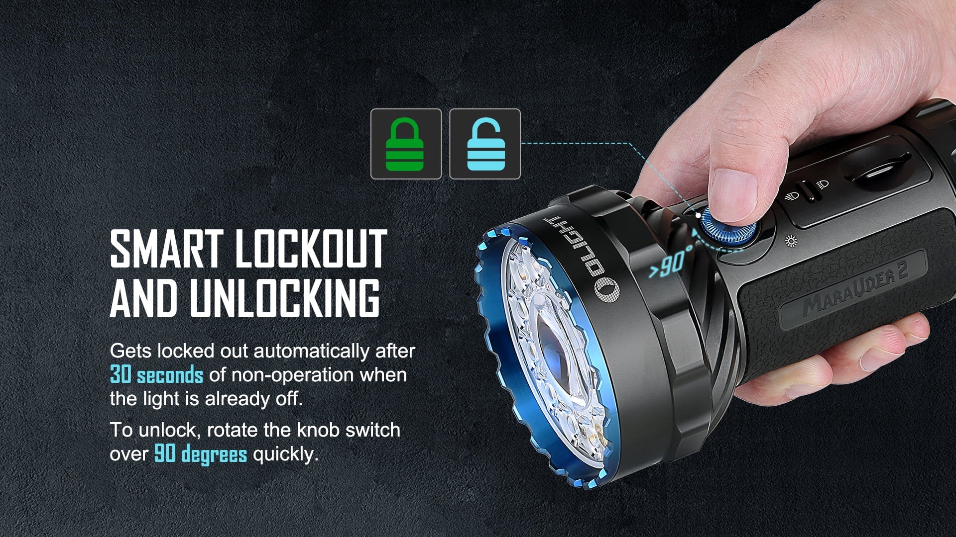 Marauder Mini 7000 Lumen Rechargeable Flashlight with Spot, Flood and RGB lights with Lumentac Organizer