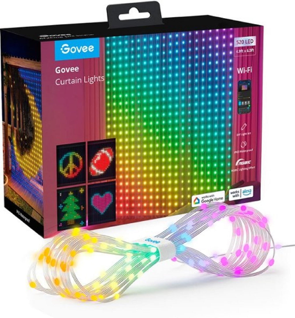 Curtin Lights With 520 LED Beads,4.9*6.5ft, 92 Preset Color Changing Scene For Halloween,Corded Electric