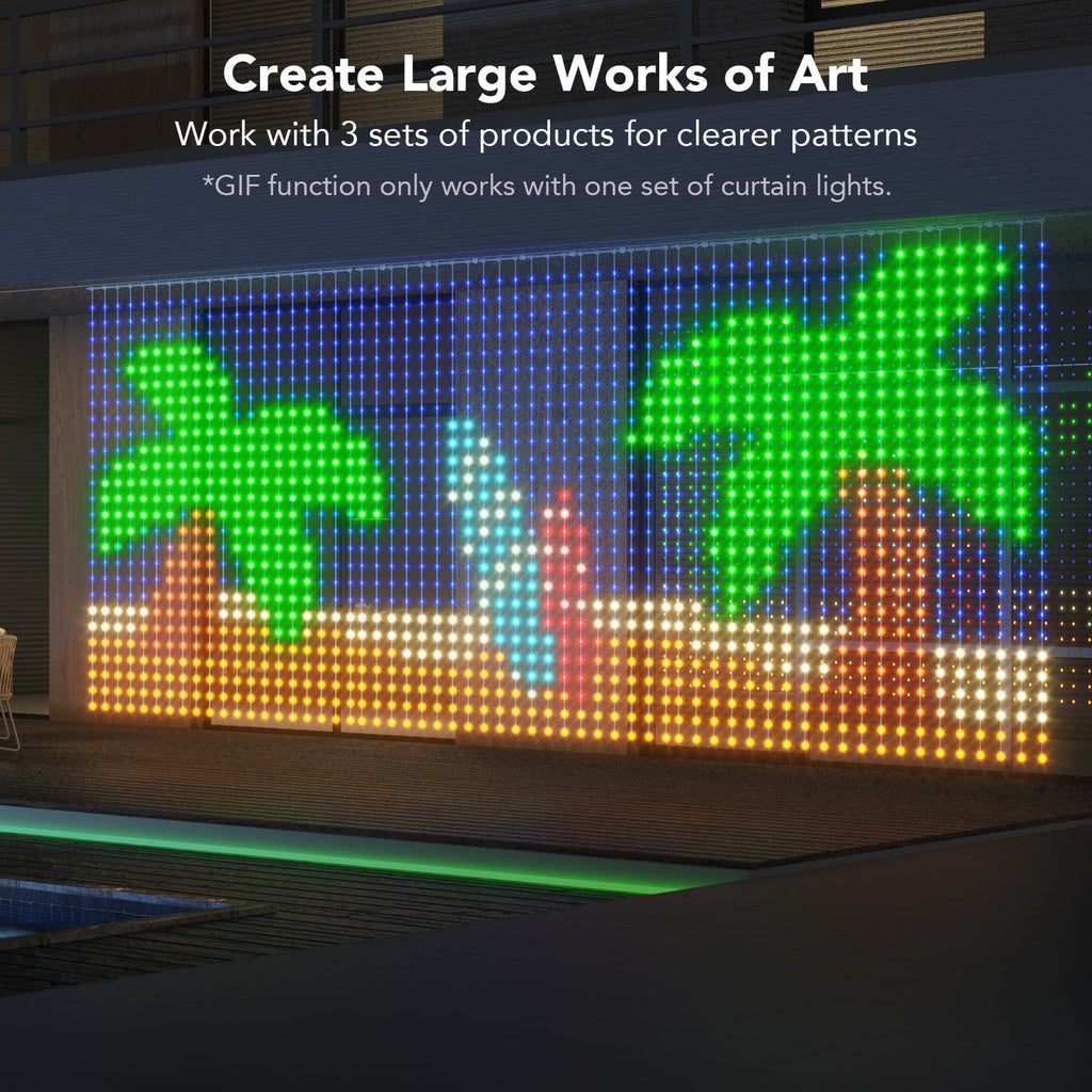 Curtin Lights With 520 LED Beads,4.9*6.5ft, 92 Preset Color Changing Scene For Halloween,Corded Electric