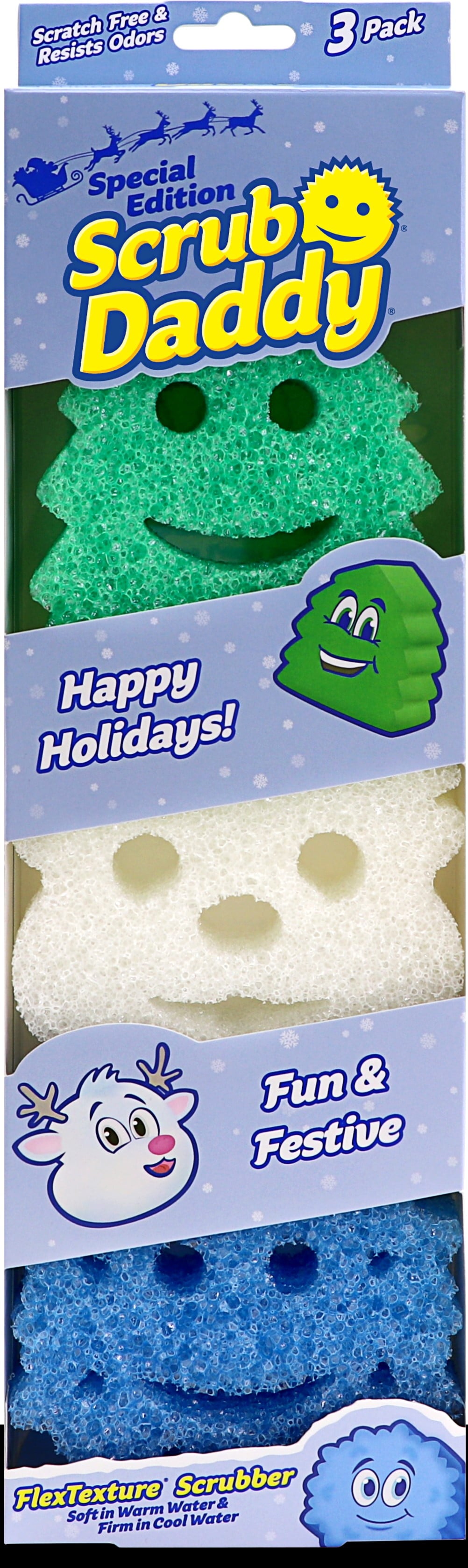 Winter Shapes Non-Scratch Cleaning Sponges, 3 Count