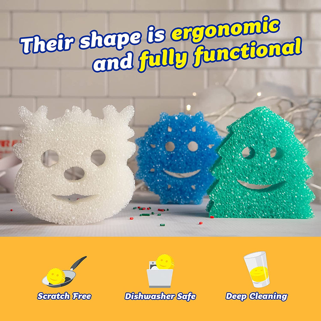 Winter Shapes Non-Scratch Cleaning Sponges, 3 Count