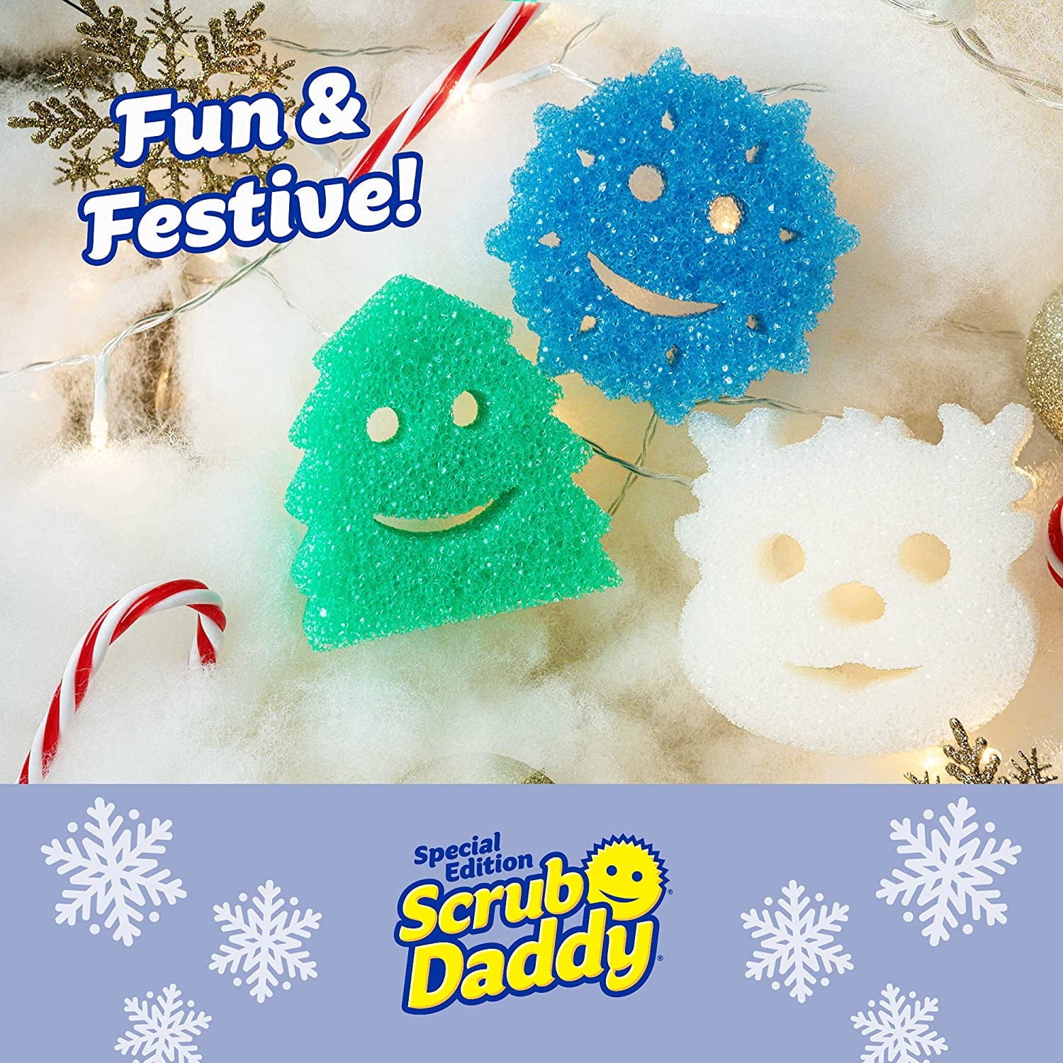Winter Shapes Non-Scratch Cleaning Sponges, 3 Count