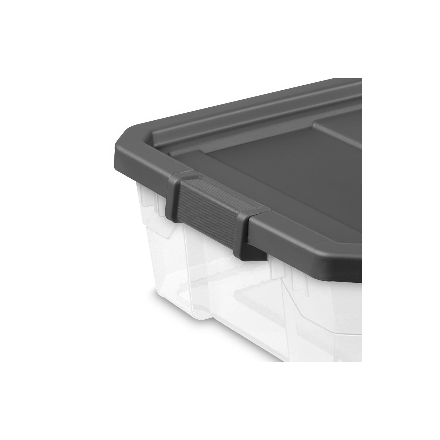 40 Quart Medium Storage Bin, Clear Plastic Underbed Storage Container with Latch Lid, Dark Gray