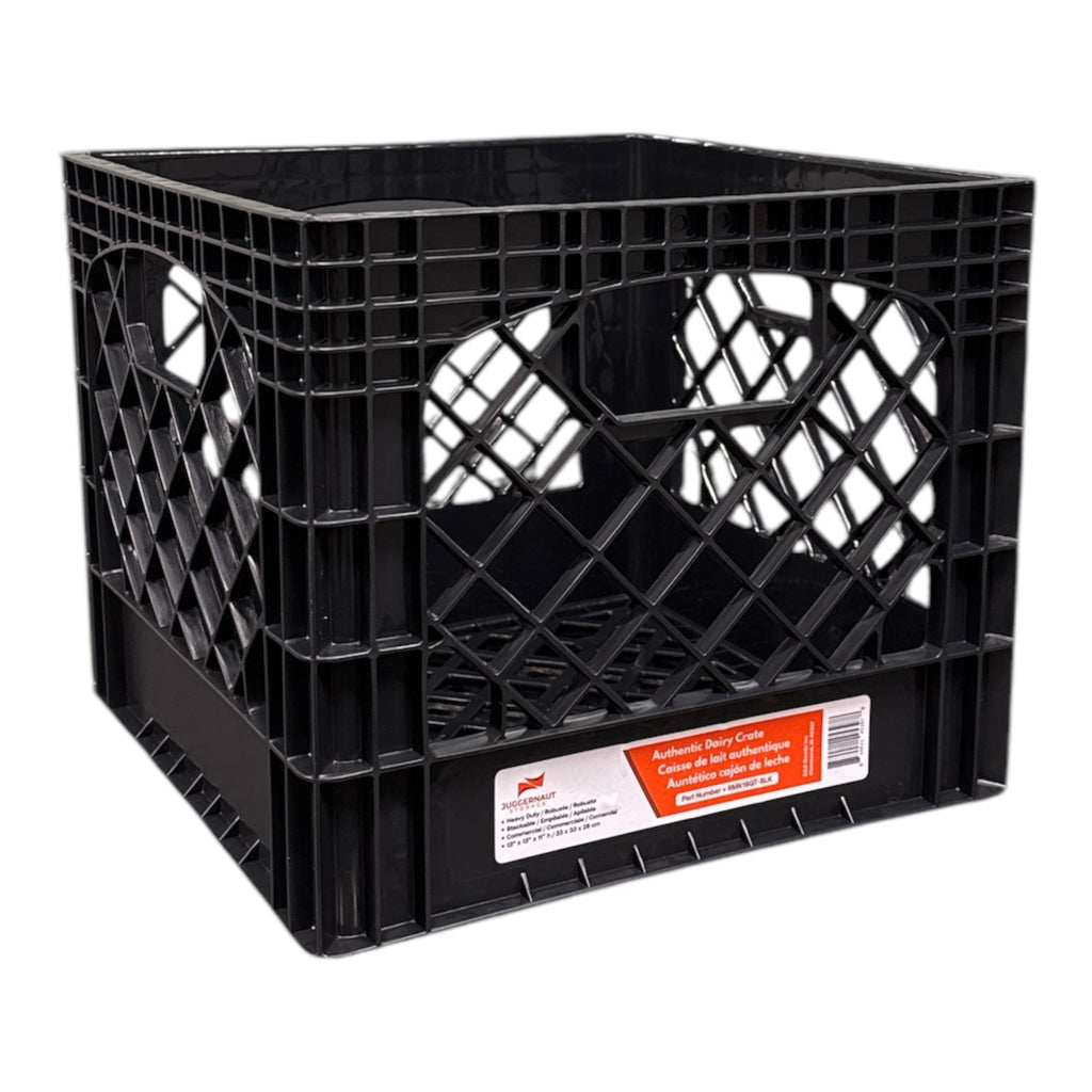 16QT Heavy-Duty Plastic Milk Crate Black with Built-in Handles