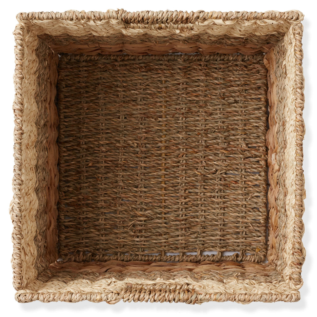 10.5" x 10.5" Water Hyacinth Storage Baskets, Natural - Set of 2 Collapsible Cube Organizers, Woven Bins for Bathroom, Bedroom, Laundry, Pantry, Shelves
