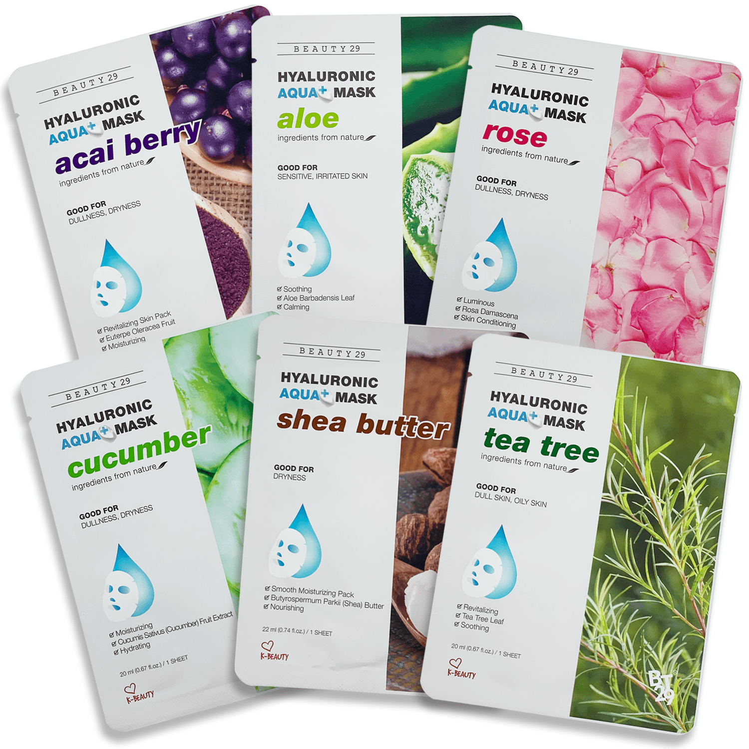 BEAUTY29 Hyaluronic Aqua Plus Essence Full Face Facial Sheet Mask 18 Sheets Combo Pack