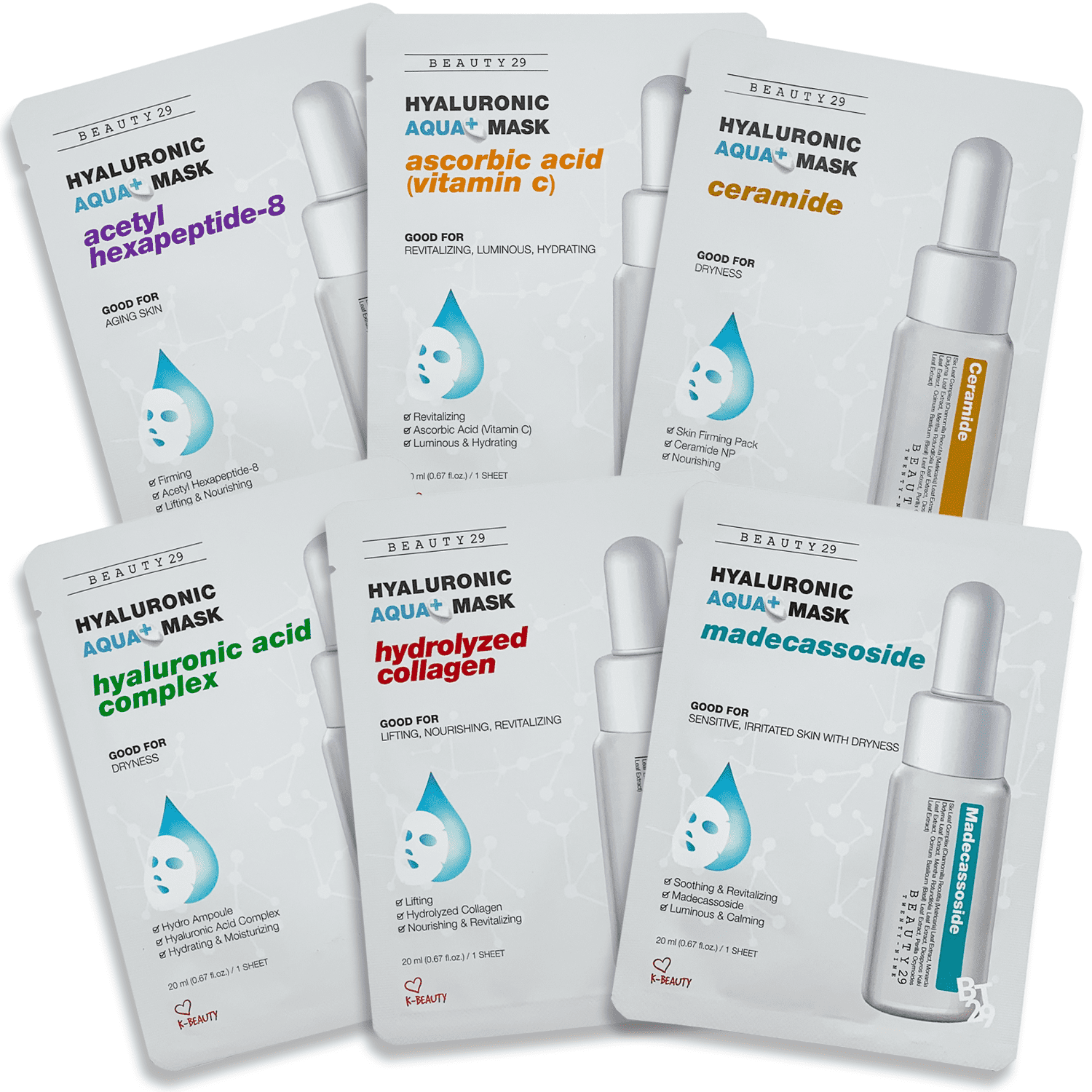 BEAUTY29 Hyaluronic Aqua Plus Essence Full Face Facial Sheet Mask 18 Sheets Combo Pack