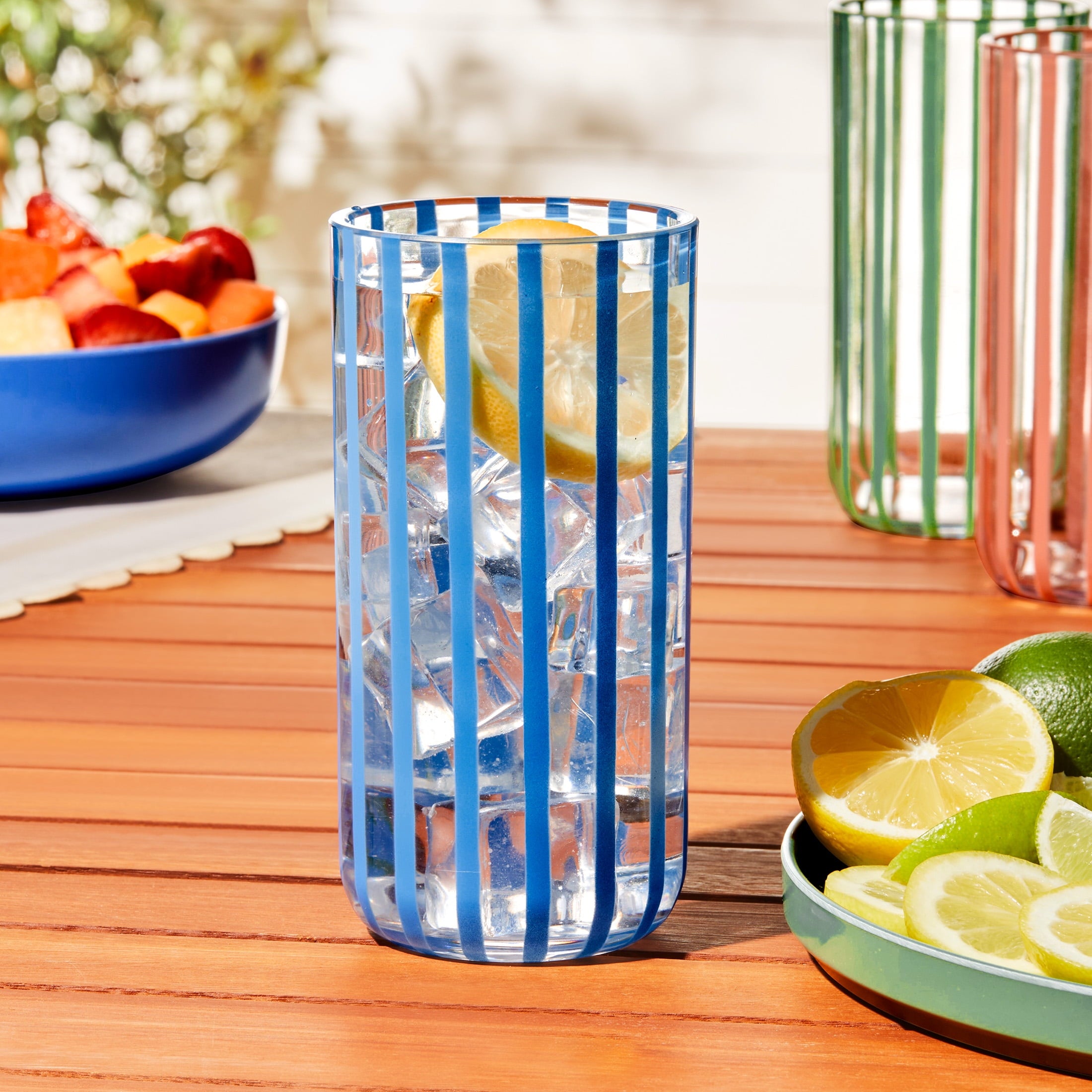 by Becky G. &amp; Alejandra 18-Ounce Tall Acrylic Stripe Line Tumbler, Blue