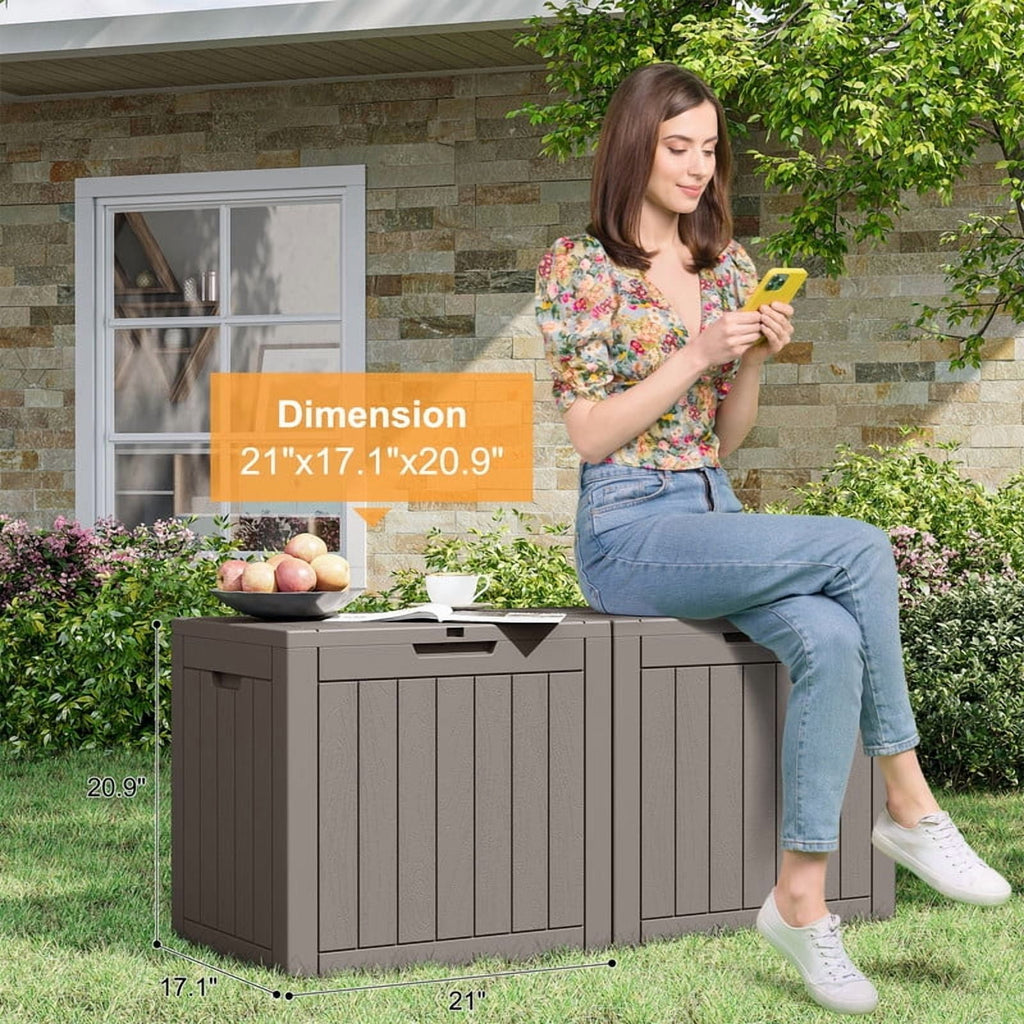 31 Gallon Deck Box, Resin Outdoor Storage Box, and Storage Deck Box for Garden Tools, Supplies, Toys