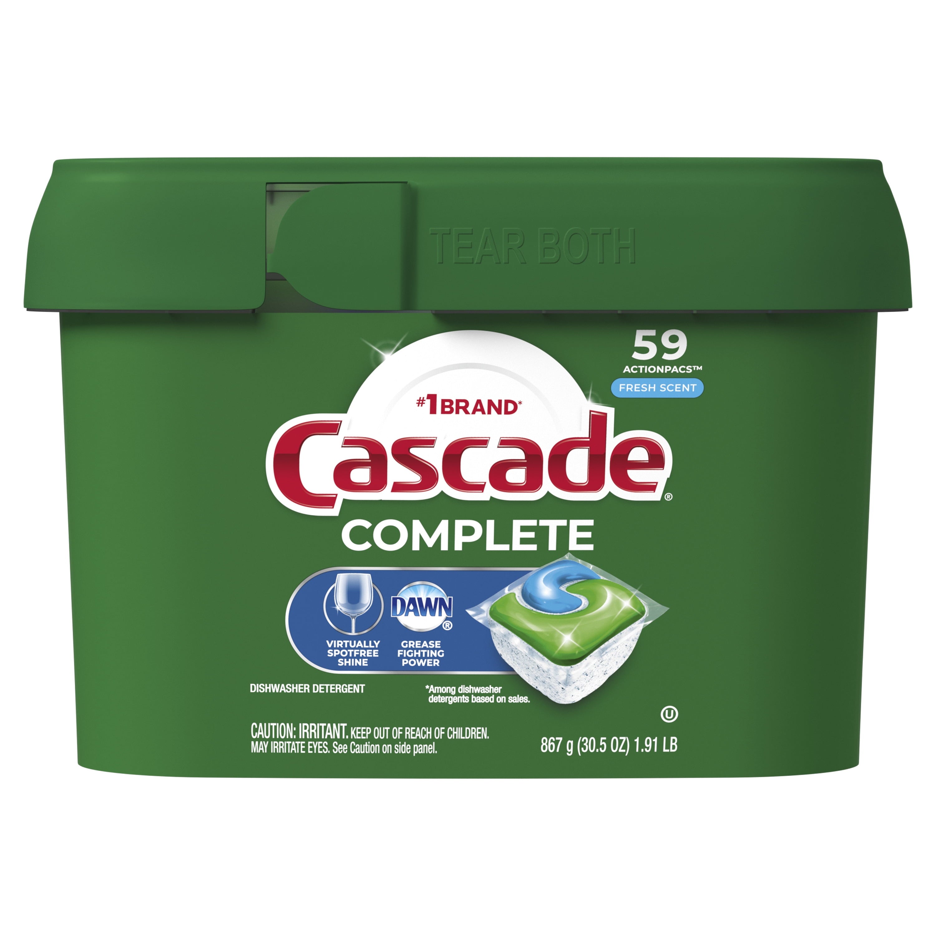 Complete Dishwasher Pods, Action Pacs Dishwasher Detergent, Dishwasher Tabs, Fresh, 59 Count