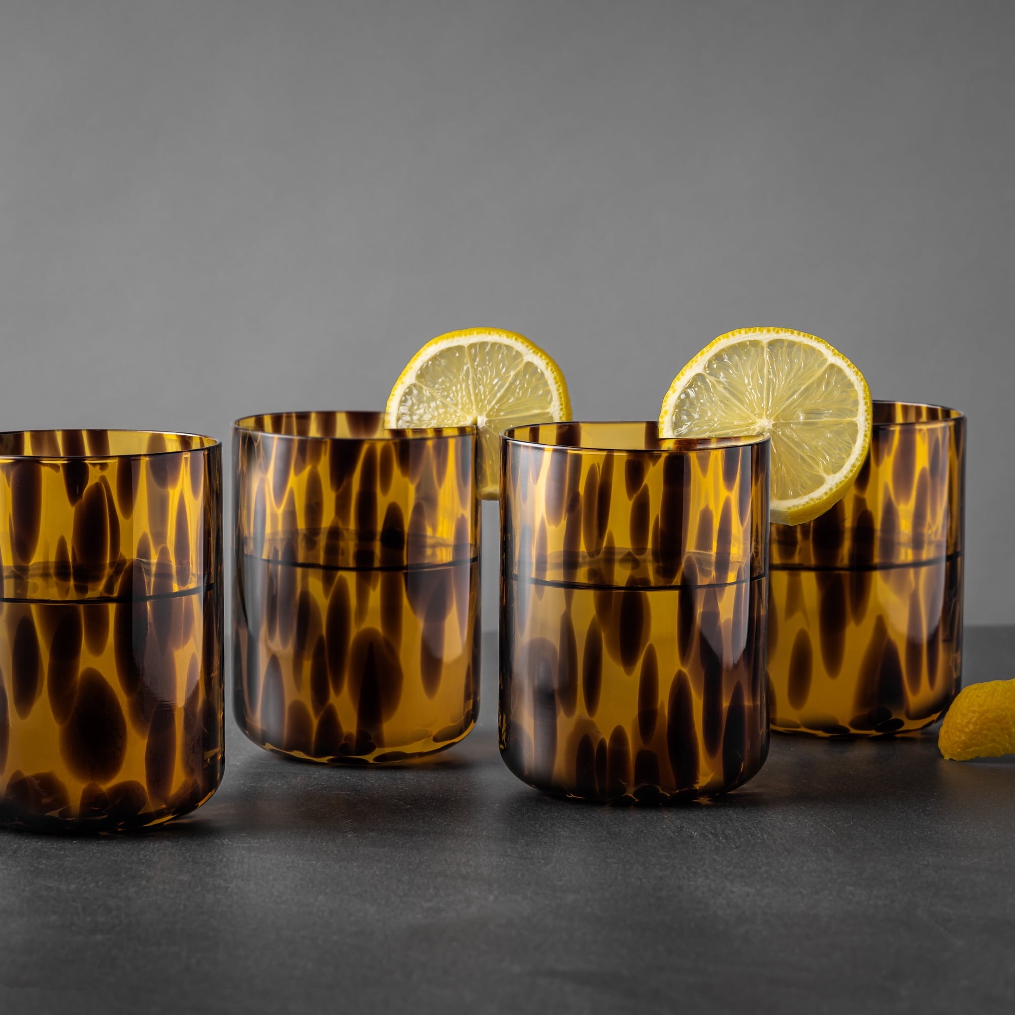 Thyme &amp; Table 12 fl oz Brown Tortoise Drinking Glasses, Set of 4