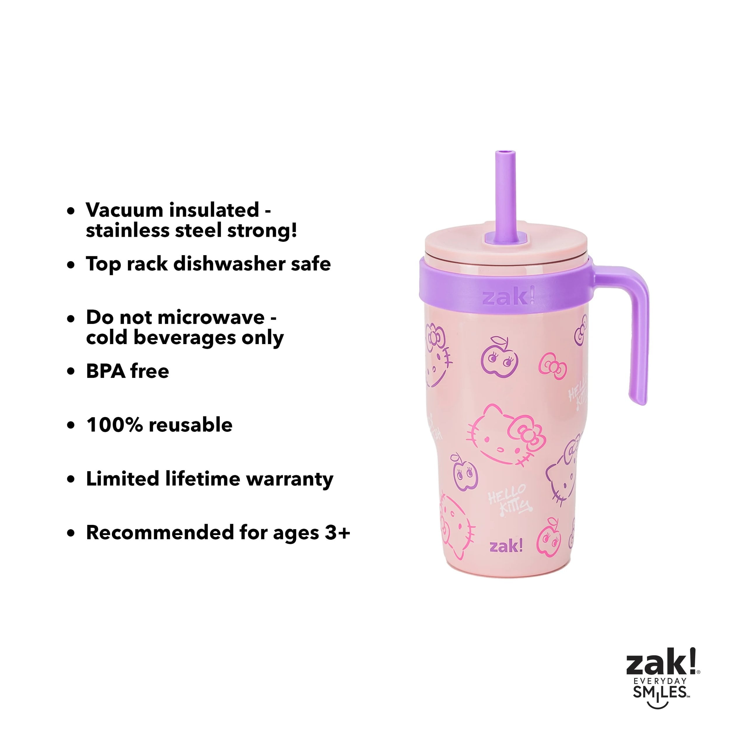 18oz Stitch Kids Straw Handle Tumbler