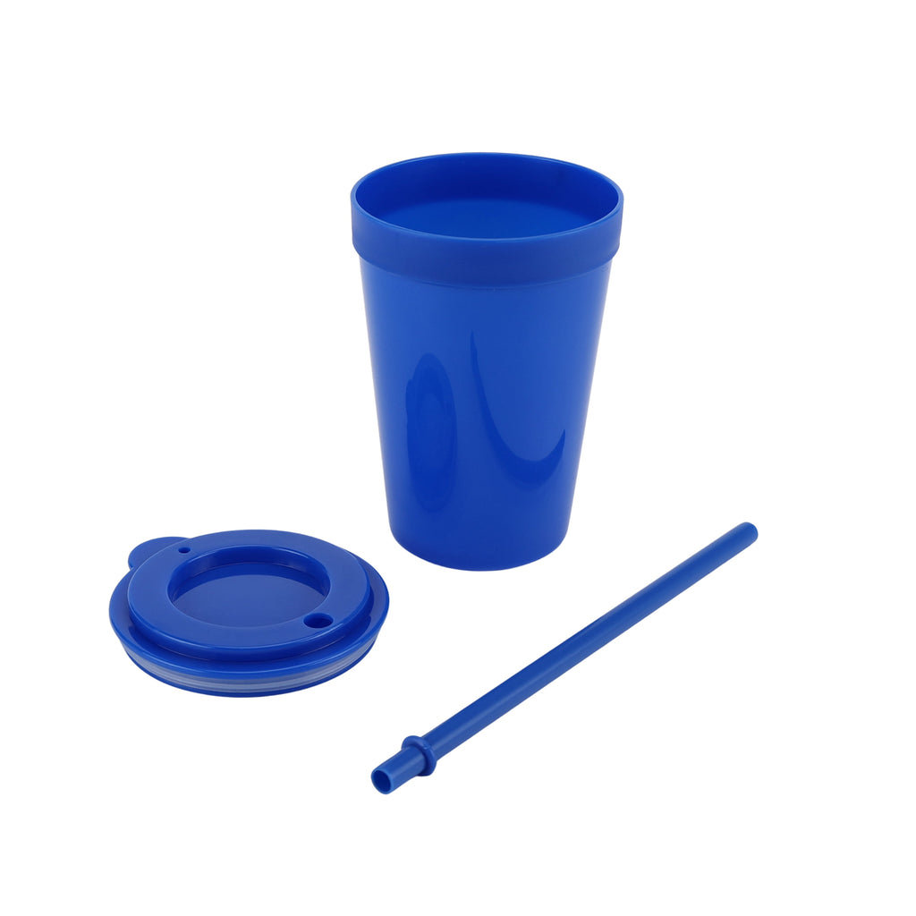 4-Pack Plastic 15-Ounce Capacity Tumbler Set with Lid and Straw, Multi-Colored
