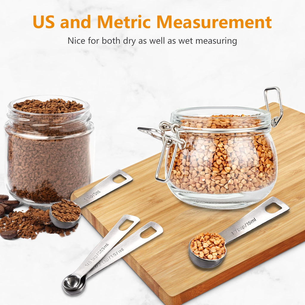 Stainless Steel Measuring Spoons Set of 9 Piece - Accurate Measurement for Cooking and Baking - and Rust-Resistant Kitchen Tools