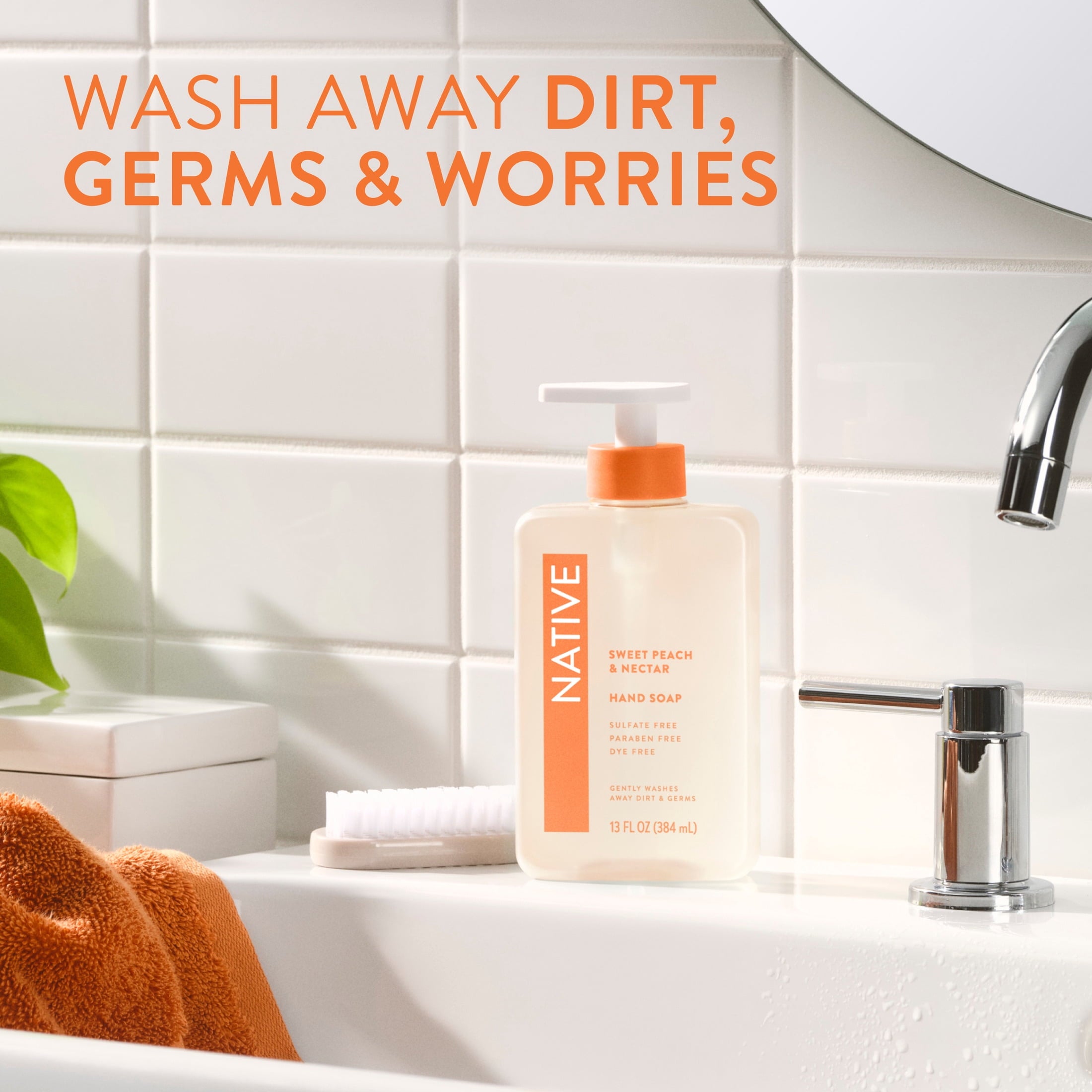 Liquid Hand Soap, Sweet Peach &amp; Nectar, Non-drying, Naturally Derived Cleansers, Sulfate Free, 13 fl oz