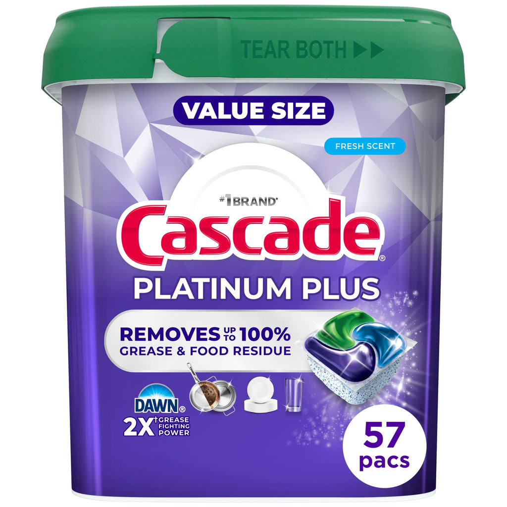 Platinum Plus, Dishwasher Pods, Fresh, 57 Count