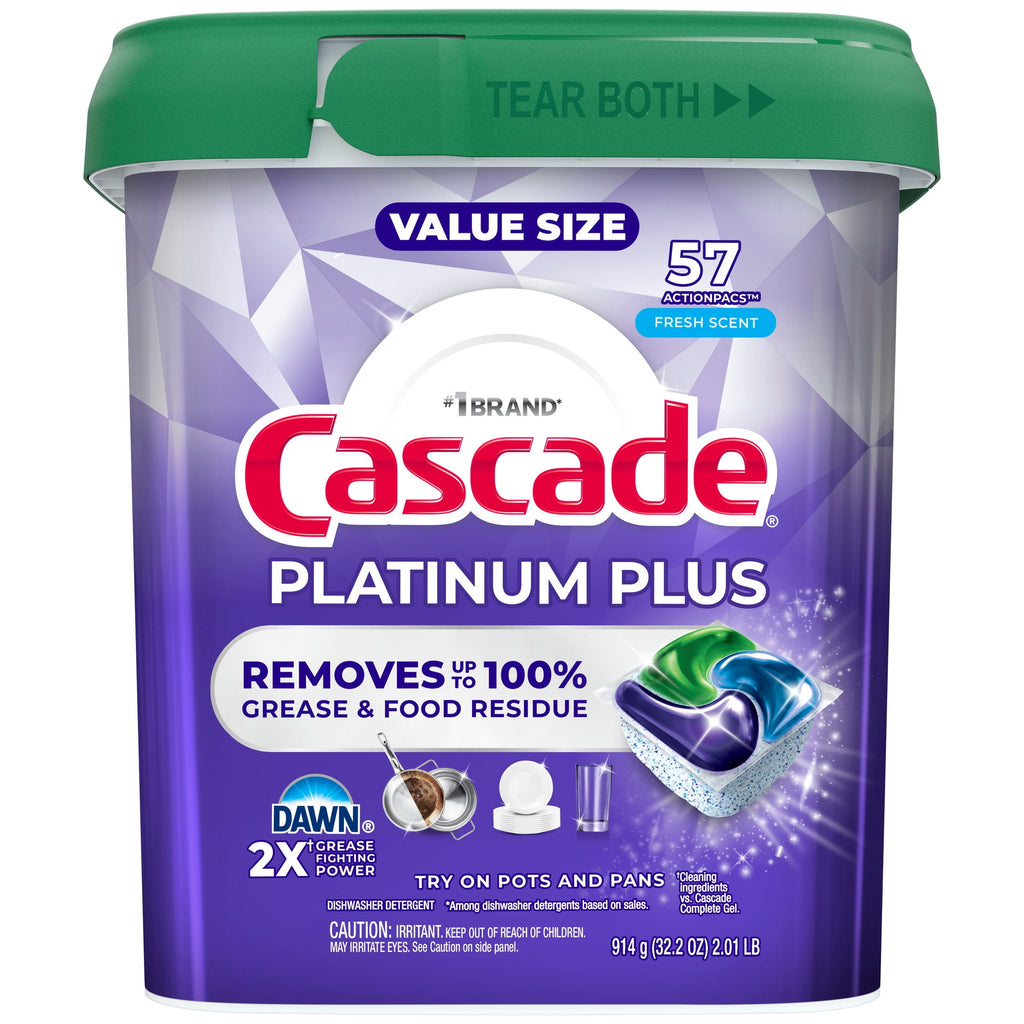 Platinum Plus, Dishwasher Pods, Fresh, 57 Count